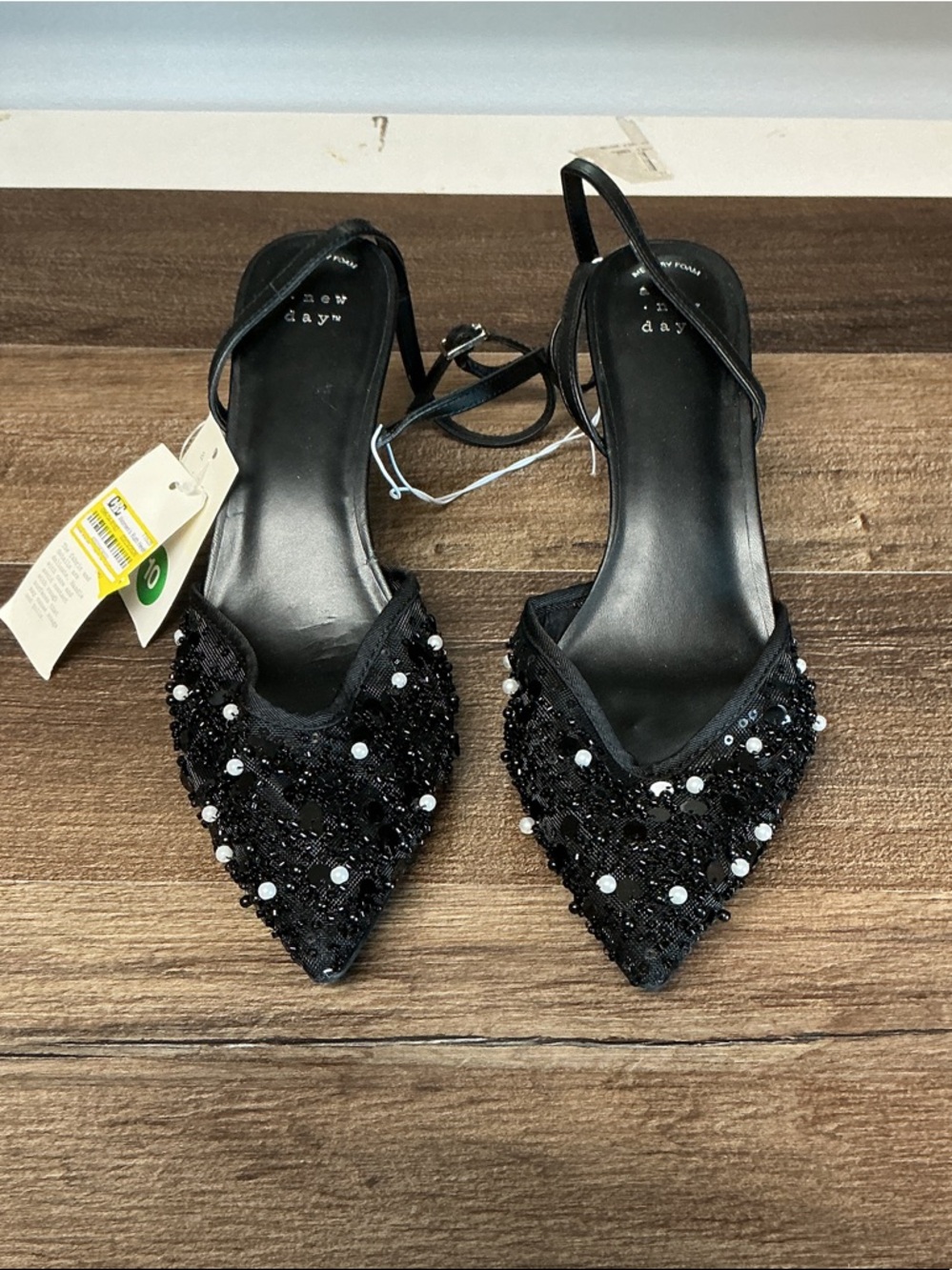 a new day Black Ruth Beaded Pointed-Toe Heels